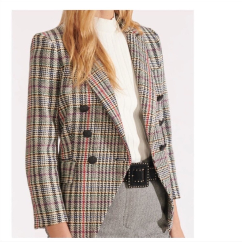 Veronica Beard Empire Dickey Jacket Multicolored Houndstooth-Inspired Plaid, NWT - Picture 5 of 5